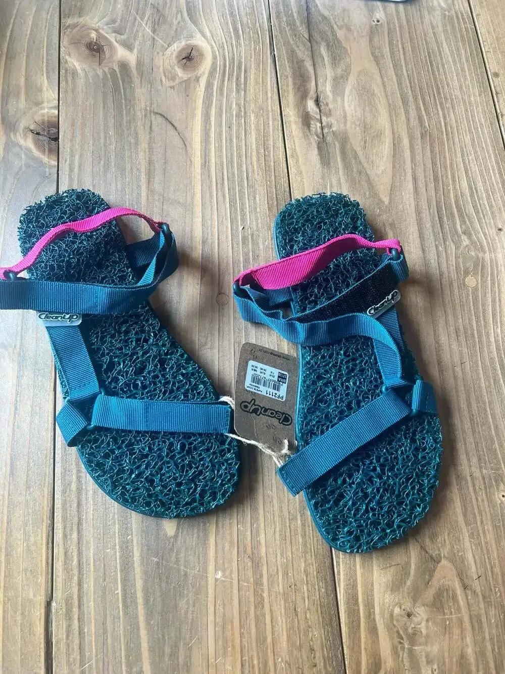 CleanUp PF2111 Papete Comp Women's Teal and Pink Sport Sandals 7/8